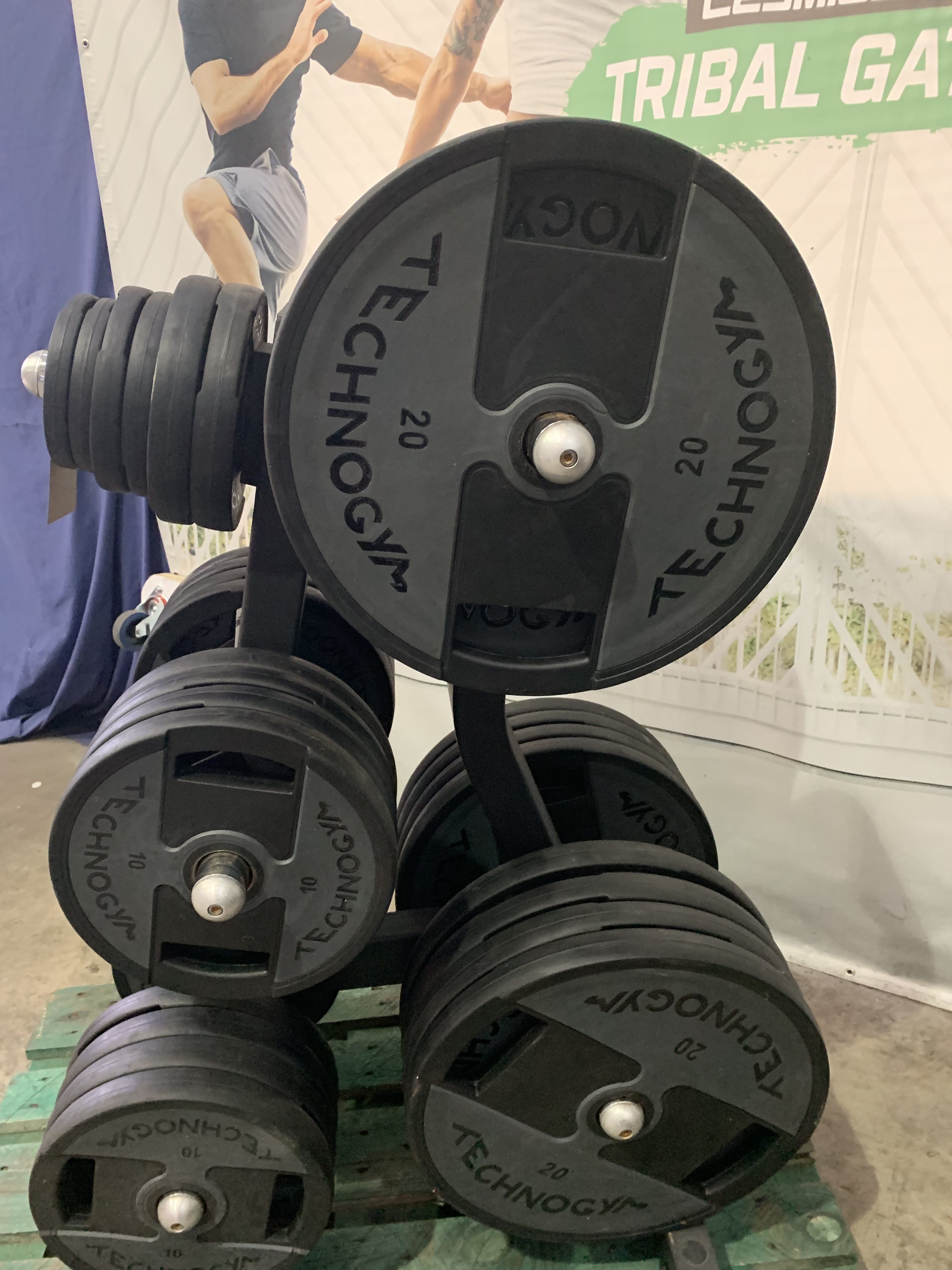 Technogym Olympic Plate Weights & Tree (497.5kg Total